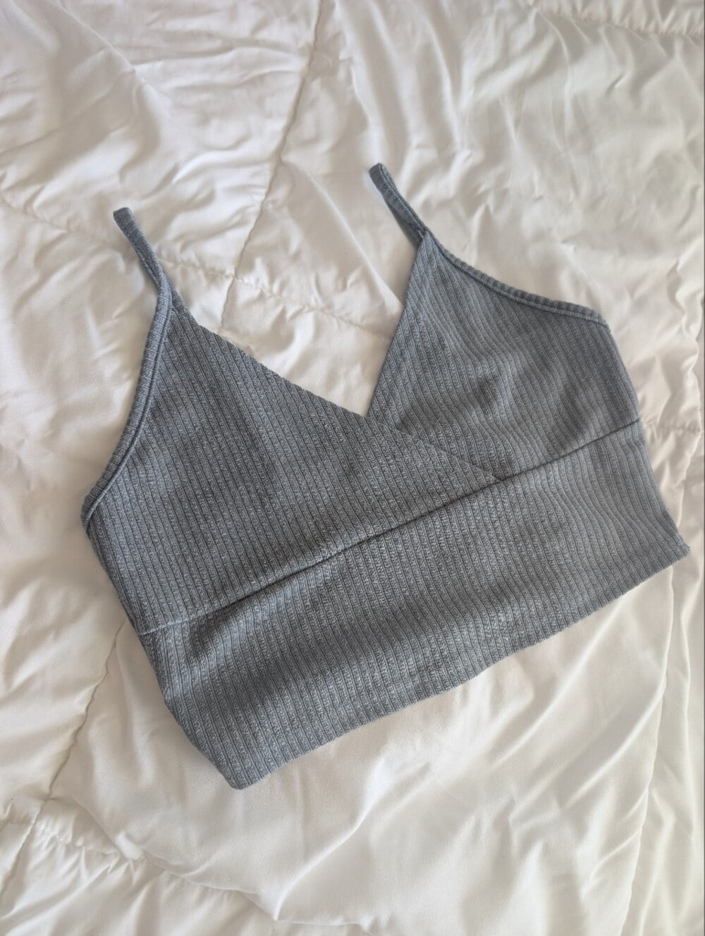 Romwe Blue Gray Cropped Tank Top | Women's Small | Like New